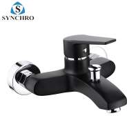 SKL-6800B SYNCHRO 3 functions hand shower water saving black wall mounted bathtub faucet