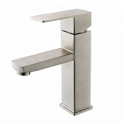 LOW MOQ Stainless Steel Brush Nickle Square Bathroom Wash Basin Tap