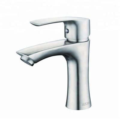 LOW MOQ Single Lever Brushed Nickel Bathroom Washbasin Faucet Stainless Steel