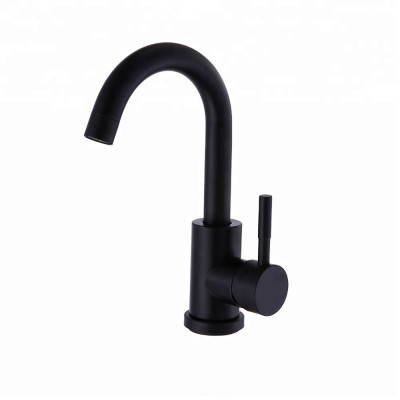 LOW MOQ Matt Black Stainless Steel Single Handle Hot And Cold Water Bathroom Basin Tap