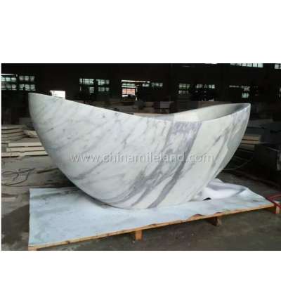 Natural Carrara White Solid Marble Freestanding Stone Bathtub For Sale