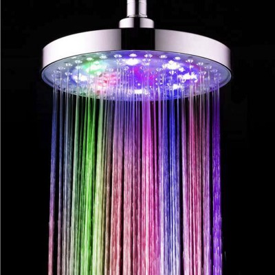 8" Bathroom Hydro Power Temperature Controlled LED Large Cheap Rain Round Shower Head Set